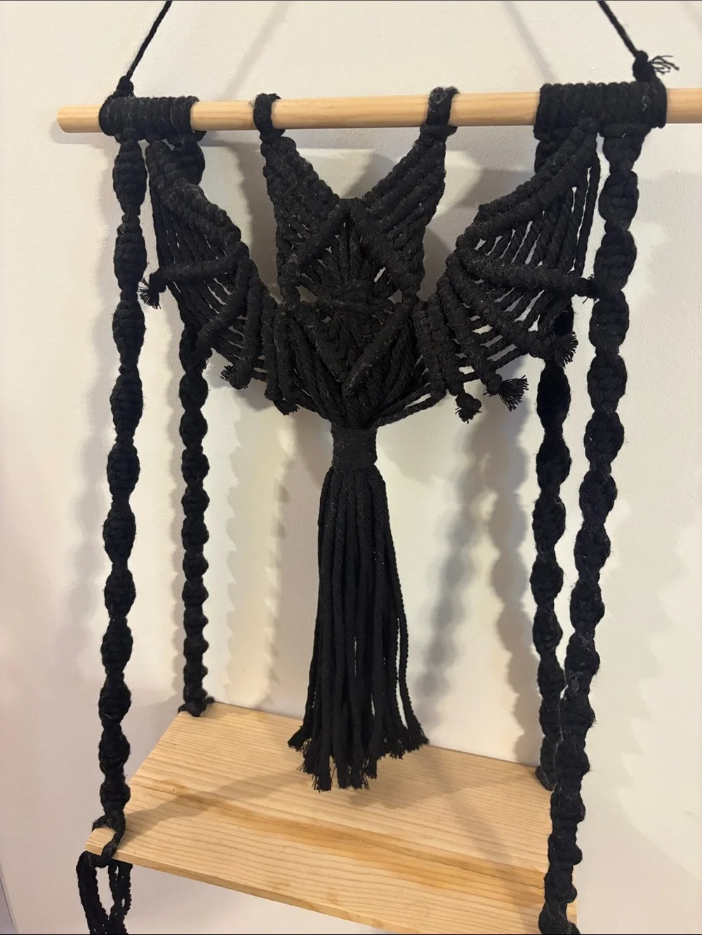 Bat design Black Macramé Wall Shelf - Decorative Home Wall Decor
